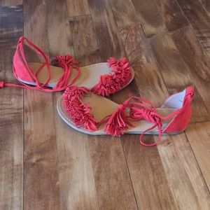Red Lace Up Sandals